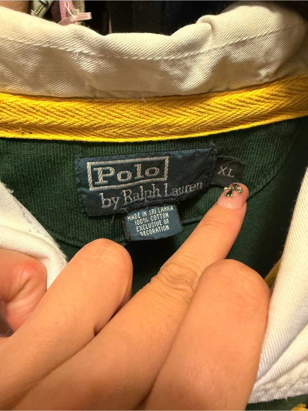 Polo by Ralph Lauren Green Rugby Shirt with Yellow Pony - Picture 3 of 4